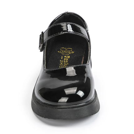 KIDSUN SIZE 26-35 Kids Girls Shoes Flats Comfort Shiny Rubber Oxford School Uniform Shoes Black Shallow Party Dress Casual Shoes