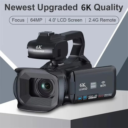 Full 4K Camcorder 64MP Youtuber Professional Digital Video Camera Streaming Auto Focus Photography Vlog Recorder 4" Touch Screen