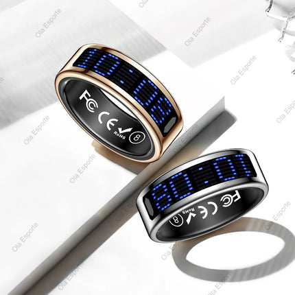 SR16 Smart Ring Men Women LED Dynamic Display Screen Heart Rate Blood Oxygen Monitoring 5ATM Waterproof Multi Sports Modes Gifts
