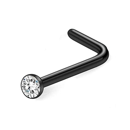 1Pcs 20G Nose Rings Hoop Surgical Stainless Steel Studs Screw L Shaped Nose Piercing Jewelry Women Black Woman and Man