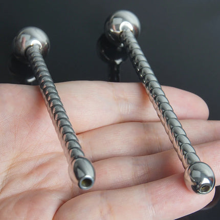 Stainless Steel Penis Plug,Beaded Urethral Dilation Catheter Sounding Sound with Hollow Core,Metal Urethra Dilator