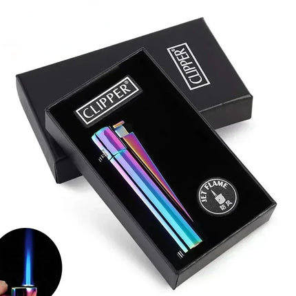 Clipper Portable Grinding Wheel Flint Inflatable Lighter Metal Smokeless Butane Gas Smoking Ignition Tool Accessories Box