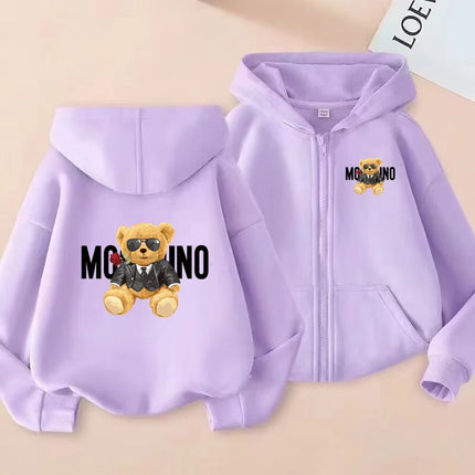 Children's New Zipper Style Long Sleeve Hoodie Cute Bears Pretty girl Charming Coat Girls Boy 3-12Yrs Leisure Sweatshirt Clothes