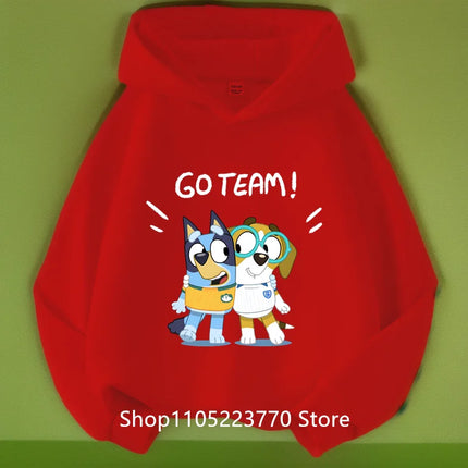 2025 Toddler Bluey Hoodie Rib Cuffs Winter Cartoon Anime Print Cozy Sweatshirt Boys Girls