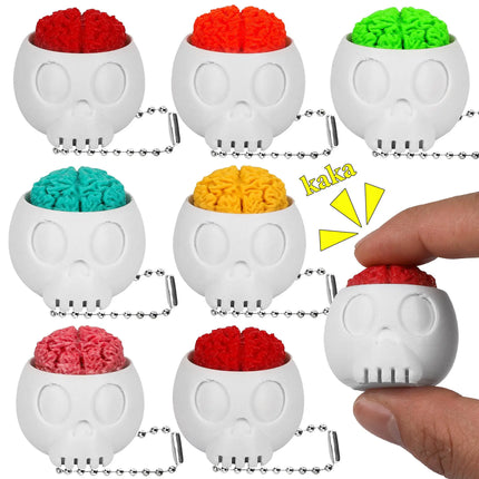 10/1pcs Fun 3D Printed Skull Brain Clicker Keychain Skull Button Fidget Clicker Mechanical Keyboard Bag Pendant Stress Relief
