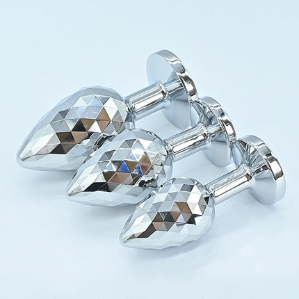 Silvery Stainless Steel Diamond Surface Anal Plug Dildo Crystal Base Butt Plug Analplug Sex Toys For Woman Adult Toys Anal Toys