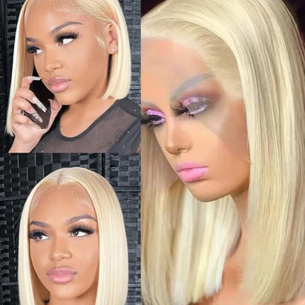 13x4 13x6 613 HD Blonde Bob Hair Wig Human Hair Lace Frontal Wig Brazilian Straight Bob Wig Lace Front Human Hair Wigs For Women