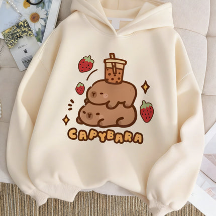Girls' Capybara Print Long Sleeve Children's Hoodie Sweatshirt Cute Hoody for Boys Girls Autumn Casual Hoodies