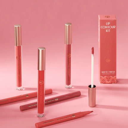 YOUNG VISION Lip Glaze + Lip Liner set liquid Lip Liner Waterproof non-stick cup Moisturizing easy color 12 color lip gloss