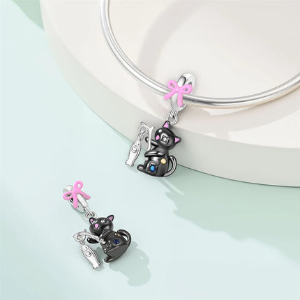 Hot Sale 925 Sterling Silver Cute Panda Beads & Penguin Dangle Charm Fit Snake Bracelet Boutique Necklace Black Pendant Gift