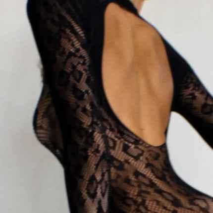 Ellolace Sexy Female Lingerie Fantasy Closed Crotch Backless Sheer Long Sleeve Jumpsuit Porn Party Adult Doll One-Piece Outfit