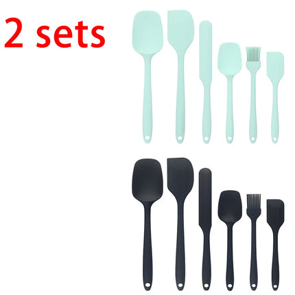 6pcs Silicone Spatula Set for Cooking Baking Tools Food Grade Heat Resistant Non-Stick Scrapers & Cream Spreads HPMD008