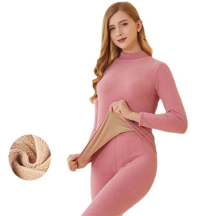 Winter New Women's Thermal Underwear Thick Intimate Set Berber Fleece 2 Pieces Underpanties and Undershirts Long Johns Women