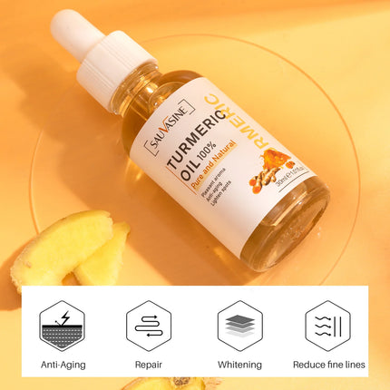 10ml 30ml 100% Turmeric Oil Anti Aging Wrinkle Whitening Serum Reduce Fine Lines Dark Spot Brightening Face Lighten For Women