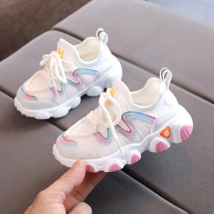2022 Breathable Toddler Boy Sneakers Stretch Fabric Fashionable Baby Running Shoes Pink School Girl Sports Shoes Sneakers
