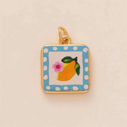 Dopamine pendant necklace, DIY fruit food love pendant, copper material, gold-plated, color preserving