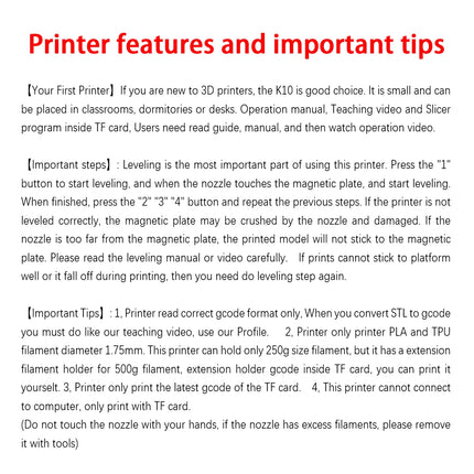 EasyThreed 3D Printer  Entry Level  Compatible with PLA TPU 1.75mm Filament  include Power Adaptor.