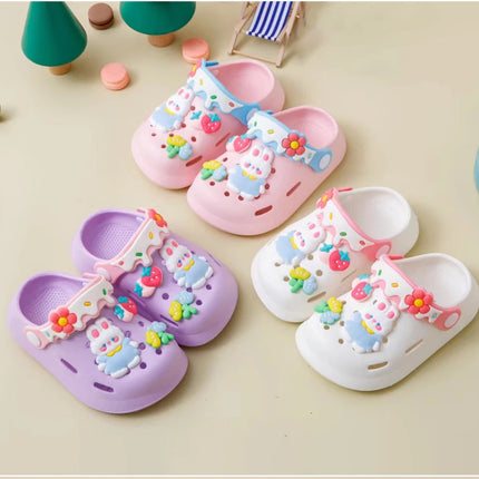 Cute Cartoon Bunny Garden Shoes For Girls Soft Sole Clogs For Baby Breathable Non-slip Indoor Outdoor Beach Sandals Trendy