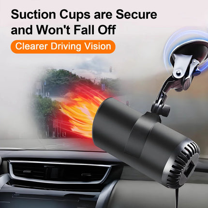 Eary Suction Cup Car Heater Portable 12V/24V 150W Windshield Defrost Defogger for Vehicle 2 in 1 Heating & Cooling 360 Defroster