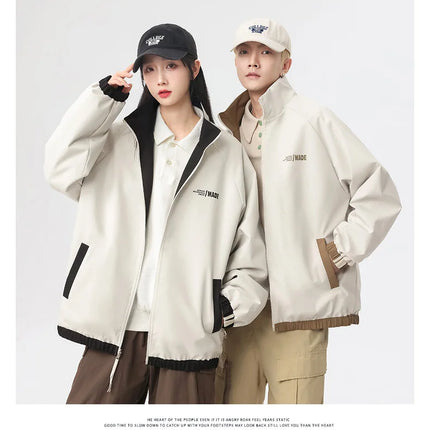 New Jacket Two-sided Long Sleeve Outdoor Men Coats Women Reversible Windproof Coats Splashproof Double-Sided Jackets Couple Top