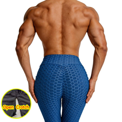 Men Open Crotch Leggings with Hidden Zippers Amazing Elastic Skinny Tight Pants Woman Large High Waist Push Up Panties