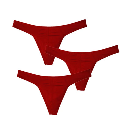 3PCS/Set Low Waist Men Seamless Cotton Thongs and G Strings Breathable U Convex Pouch Bikini Underwear Plus Size