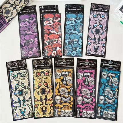 MINKYS New Arrival 3pcs 6pcs Kawaii Bear Ribbon Laser Bling Stickers DIY Scrapbook Stickers Confetti Decoration DIY Photo Frame