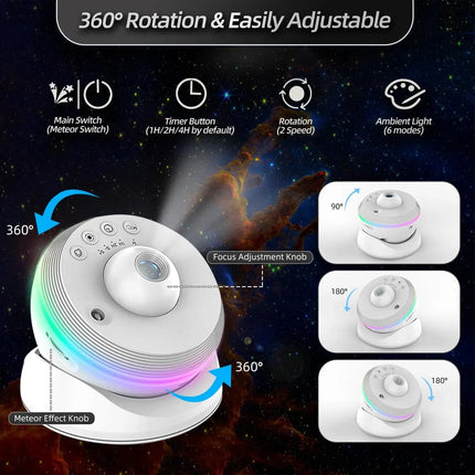 13 IN 1 Galaxy Star Projector 4K HD Planetarium Projector 360° Rotation LED Night Light For Bedroom Decor Children Gift