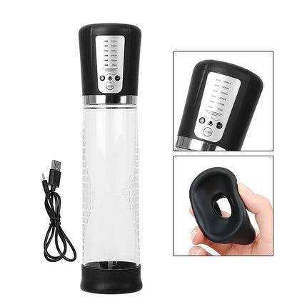 Electric Penis Enlarge Vacuum Pump with 6 Suction Intensities Penis Enlargement Extend Pump Air Pressure Device Sex Toys for Men