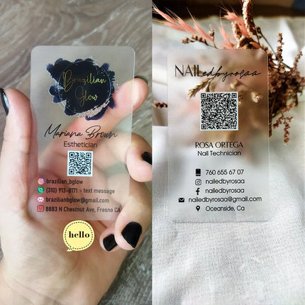 20-500PCS Custom Transparent PVC Business Card Colorful Printing Personalized LOGO Text Thank You Card Free DESIGN 0.38mm