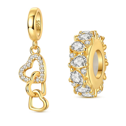 Gold Color Charms 925 Sterling Silver Original Golden Safety Chain Round Spacer Clip Charm DIY Jewelry For Women Bracelet Gift
