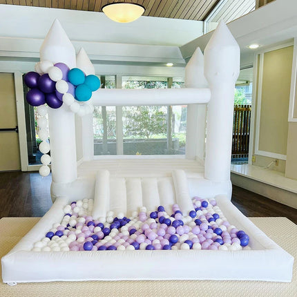 4m White Grade Inflatable Bouncy Castle In Garden Outdoor For Kids Toddler Birthday Jumping Castle With Water Slides Ball Pit