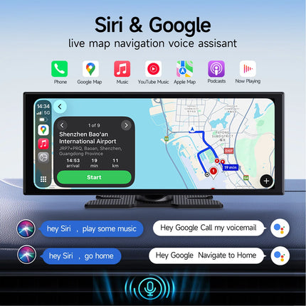 Philips 10.25-inch Smart Dash Cam Compatible with ISO Wireless CarPlay and Android Auto, Loop Recording, Built-in Speaker
