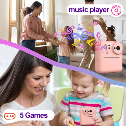 Kids Camera Instant Print Photo, Portable Thermal Printing Camera Toy with HD Digital Video, for 3-12 Years Old Boys Girls
