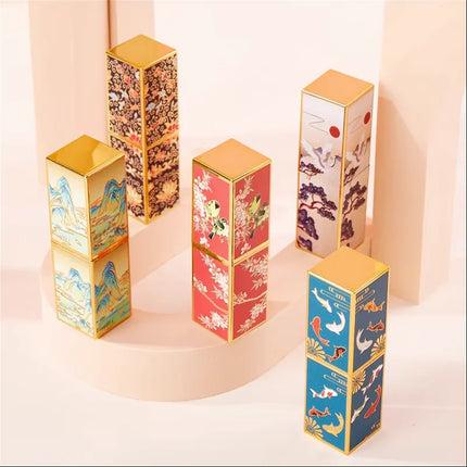 10/30/50pcs Empty Lipstick Tube Lip Balm Tube Square Fresh and Elegant Chinese Style 3D Printing Lip Gloss Cosmetic Container