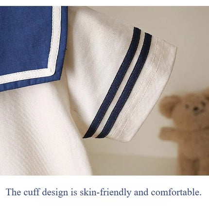 2025 Baby Navy Style Short-Sleeve Romper - Summer Newborn Outfit with Shorts, Breathable Cotton Casual Wear 0-24M