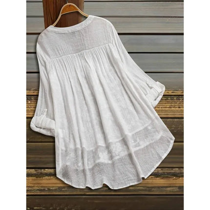 Plus Size 1XL-5XL Summer New Women's Shirt Solid Color Loose Fit Lightweight Casual Blouse