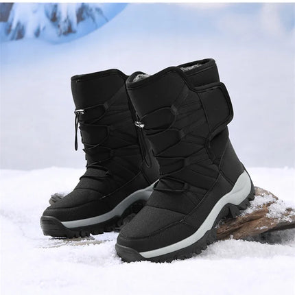 Brand Men's Winter Shoes Waterproof Men's Boots Warm Plush Couple Snow Boots Outdoor Non-slip Hiking Boots Men Work Ankle Boots