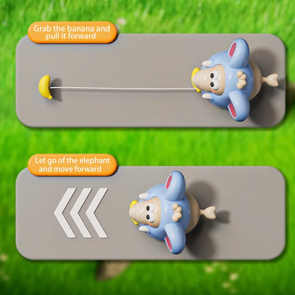 Children's Pull-String Banana Elephant Winding Toy, Wind-Up Scooter, Creative Cartoon Cute Animal Pull-String Baby Crawling Toy