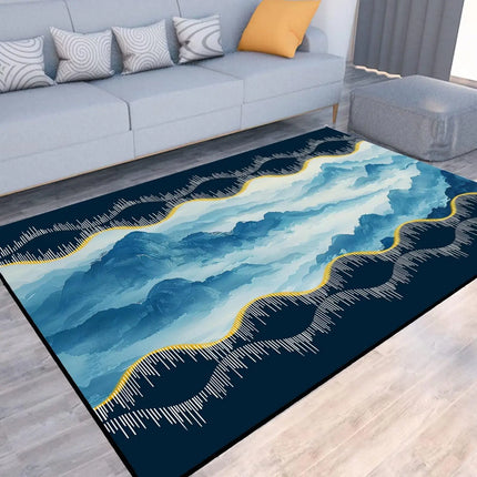 Black Red 3D Cube Print Rug, Glowing Square Block Geometric Pattern, Non-Slip Washable Mat for Living Room Sofa Dining Room Indoor