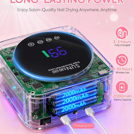 UV LED Nail Lamp For Nails 57LEDS Wireless Gel Polish Curing Lamp With Large Screen Professional Nail Equipment For Salon