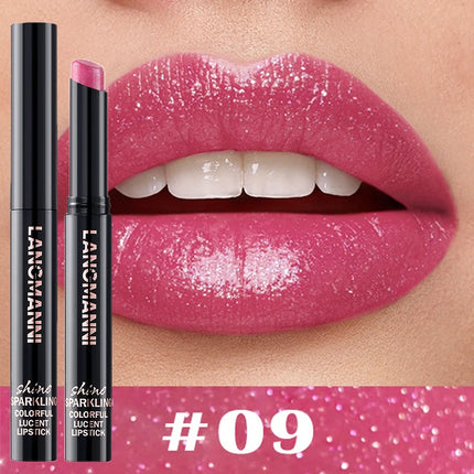 10 Color Glitter Pearlescent Lipstick Waterproof Lasting Diamond Lipstick Shiny Lip Gloss Non-stick Cup Red Sexy Lip Tint Makeup