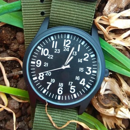 TPW Air Force Field Watch Fabric Strap 24 Hours Display Quartz Movement 42mm Dial