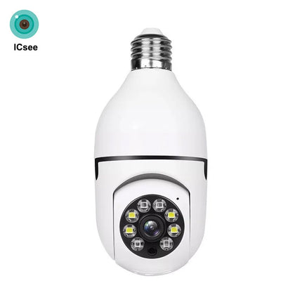 ICsee E27 6MP Bulb WiFi Camera Dual Lens Dual Screen Auto Tracking Two Way Audio Color Night Vision for Indoor Security Camera