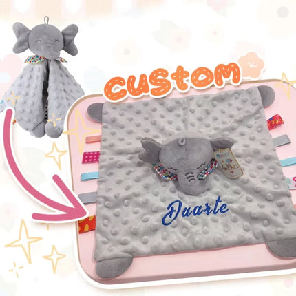 Personalized Baby Name Blanket Comforter Muslin Newborn Sleeping Doll Kid Sleep Toy Soothe Appease Towel Bib Saliva Towel Cotton
