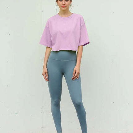 Y2K Outdoor Dance Sports Short sleeved Yoga Dress Women's Leisure Versatile Fitness Top Loose Sports T-shirt