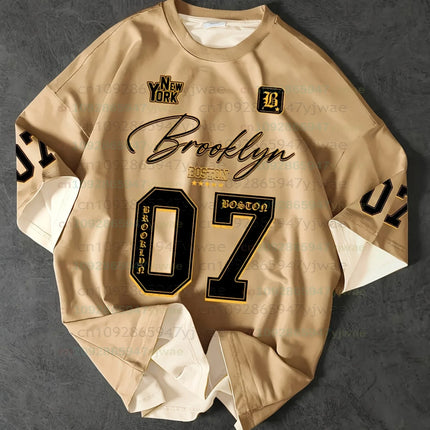 2026 mens brooklyn no.7 graphic t shirt American Casual Digital Print T Shirt Summer Women Beach Short Sleeved Surfing T-shirt
