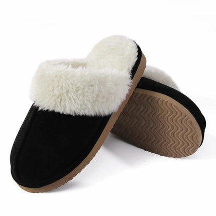 Kidmi Winter Women Fuzzy Slippers Classic Brand Fluffy House Shoes Indoor Warm Suede Cozy Slippers Casual Non-slip Cotton Shoes