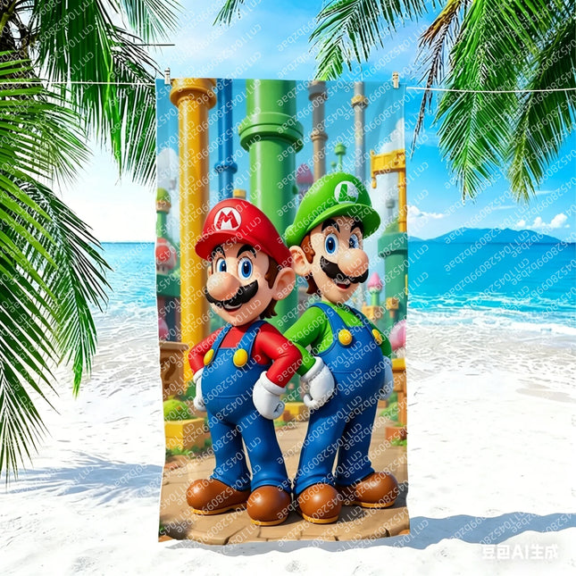 S-Super Towel Large Quick-Drying M-Mario-o Microfiber Soft Beach Towel for Travel Fitness Sauna Bathing Camping Kids Gift