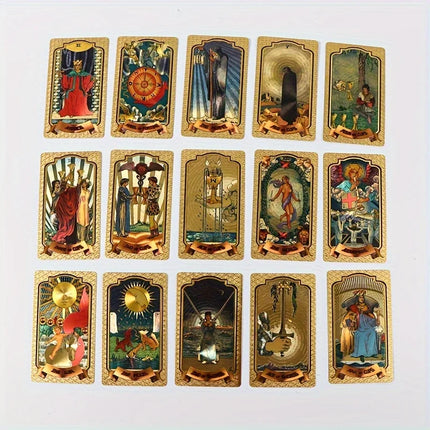 Gold Stamping Waterproof Plastic Colorful Printed Tarot Cards for Table Game Leisure Party Gathering Board Game Cards